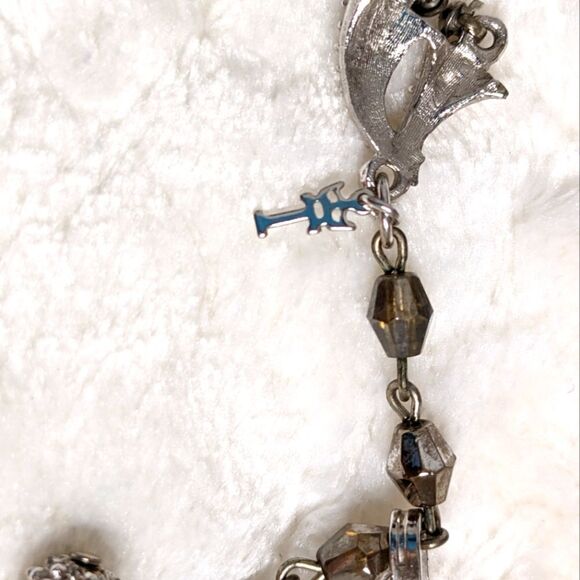 Vintage Trifari Crown 1962 White Rhodium Beaded Necklace "Electra Collection" - Picture 13 of 15